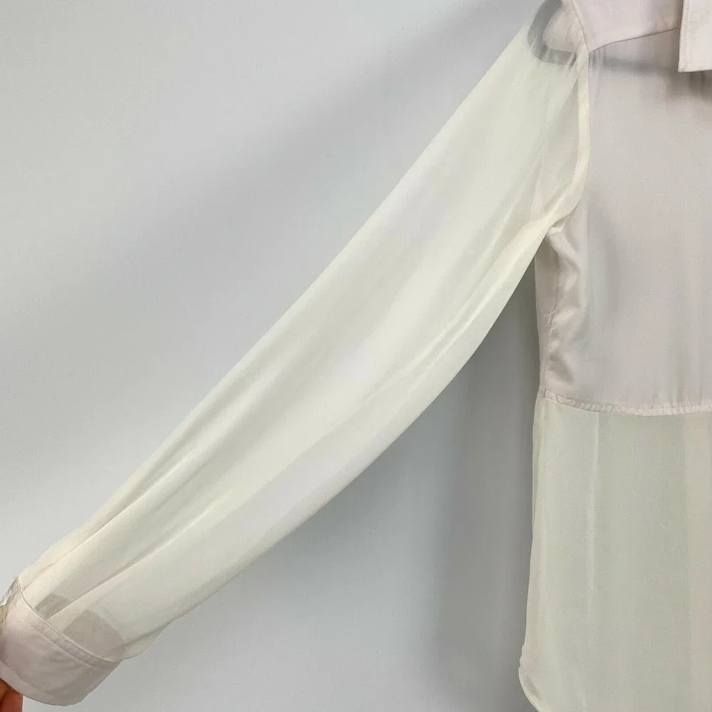Free People Sheer Ivory Button-Up Blouse
